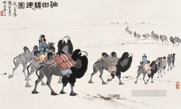 砂漠のアンティーク中国のウー・ズオレン・ラクダ Oil Paintings